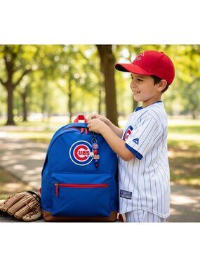 Chicago Cubs Baseball-Themed Keychain Charm With Beads & Mini Bat For Fans